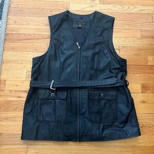 Vintage Otello Pelle Black Leather Vest Size XL